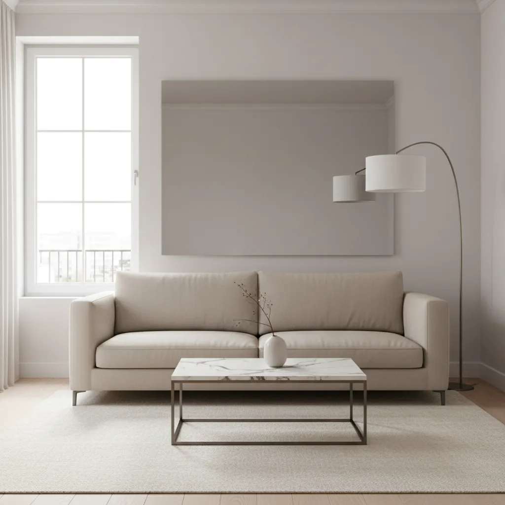 Large mirror opposite a window brightening a small living room