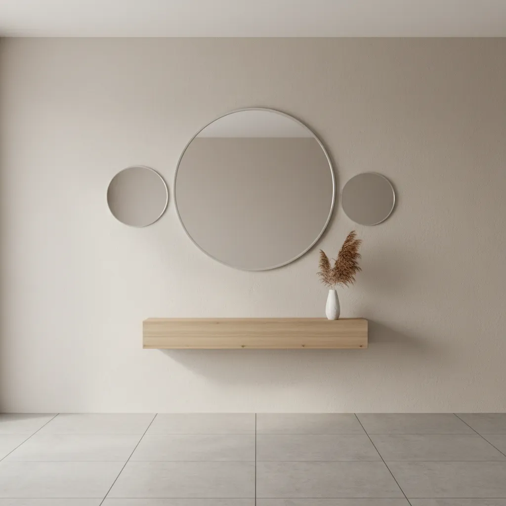 different sized round mirrors arranged to show visual hierarchy