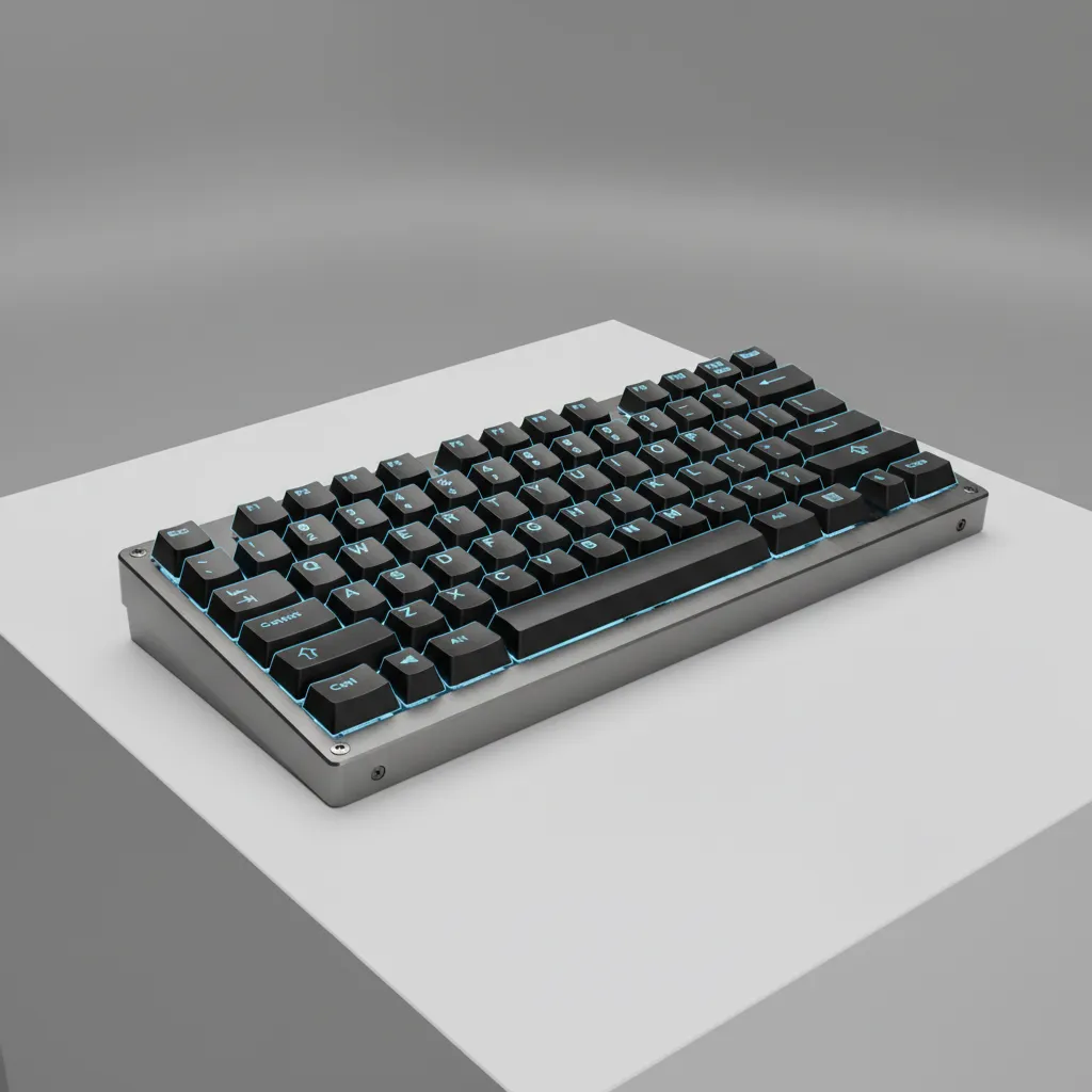 Example of misaligned keycaps in a 3D keyboard model showing spacing errors
