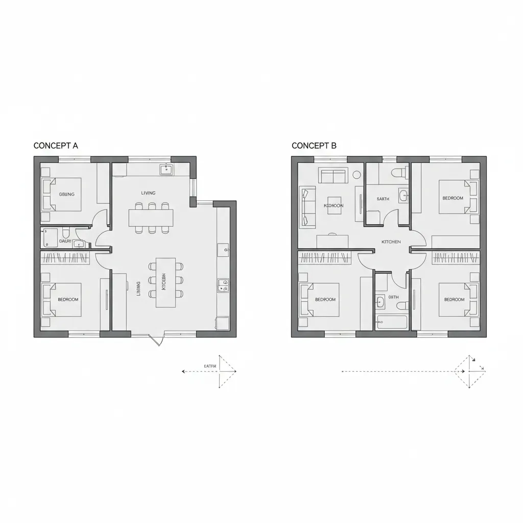 Two different floor plan interpretations from the same spreadsheet layout