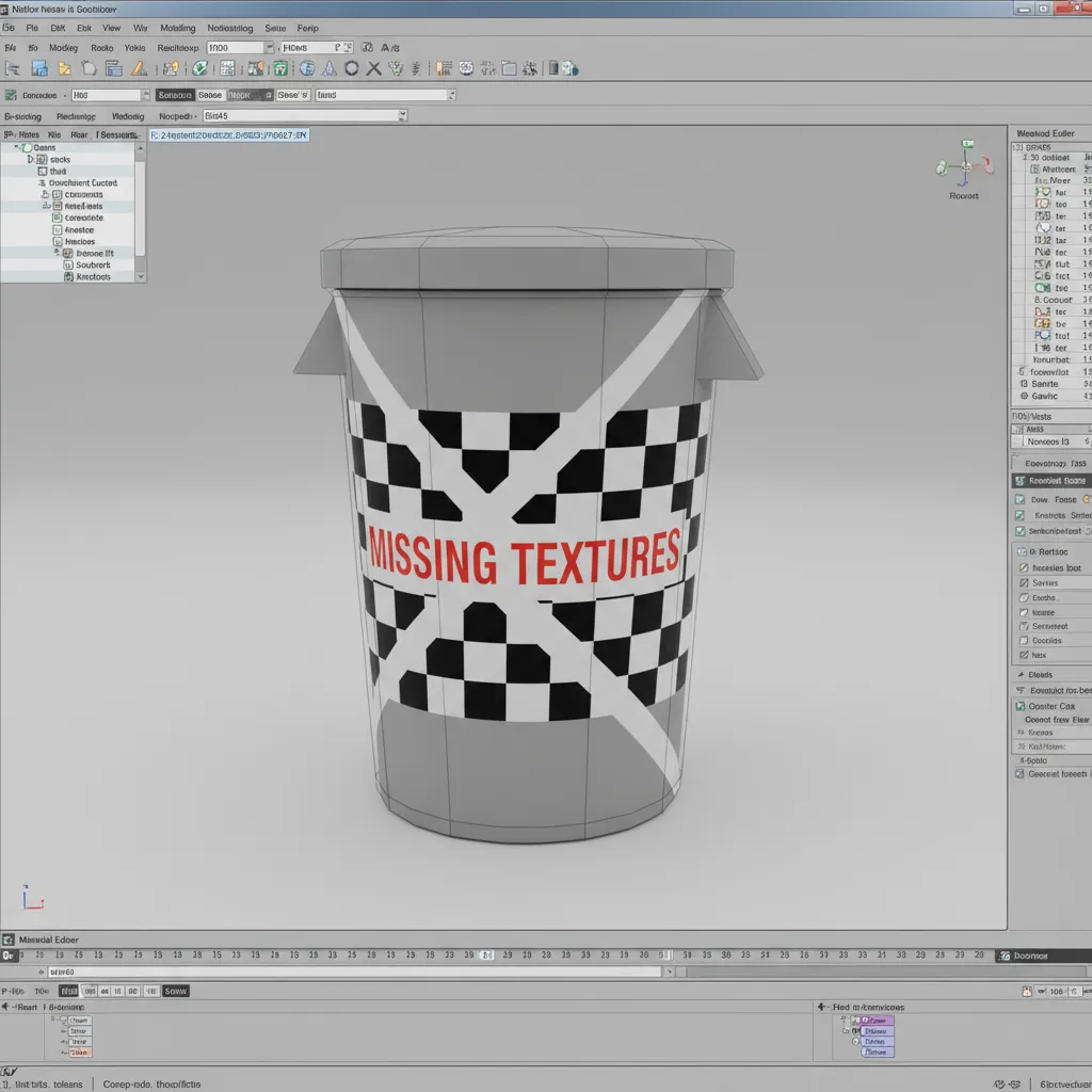 3d model showing missing textures with gray placeholder material