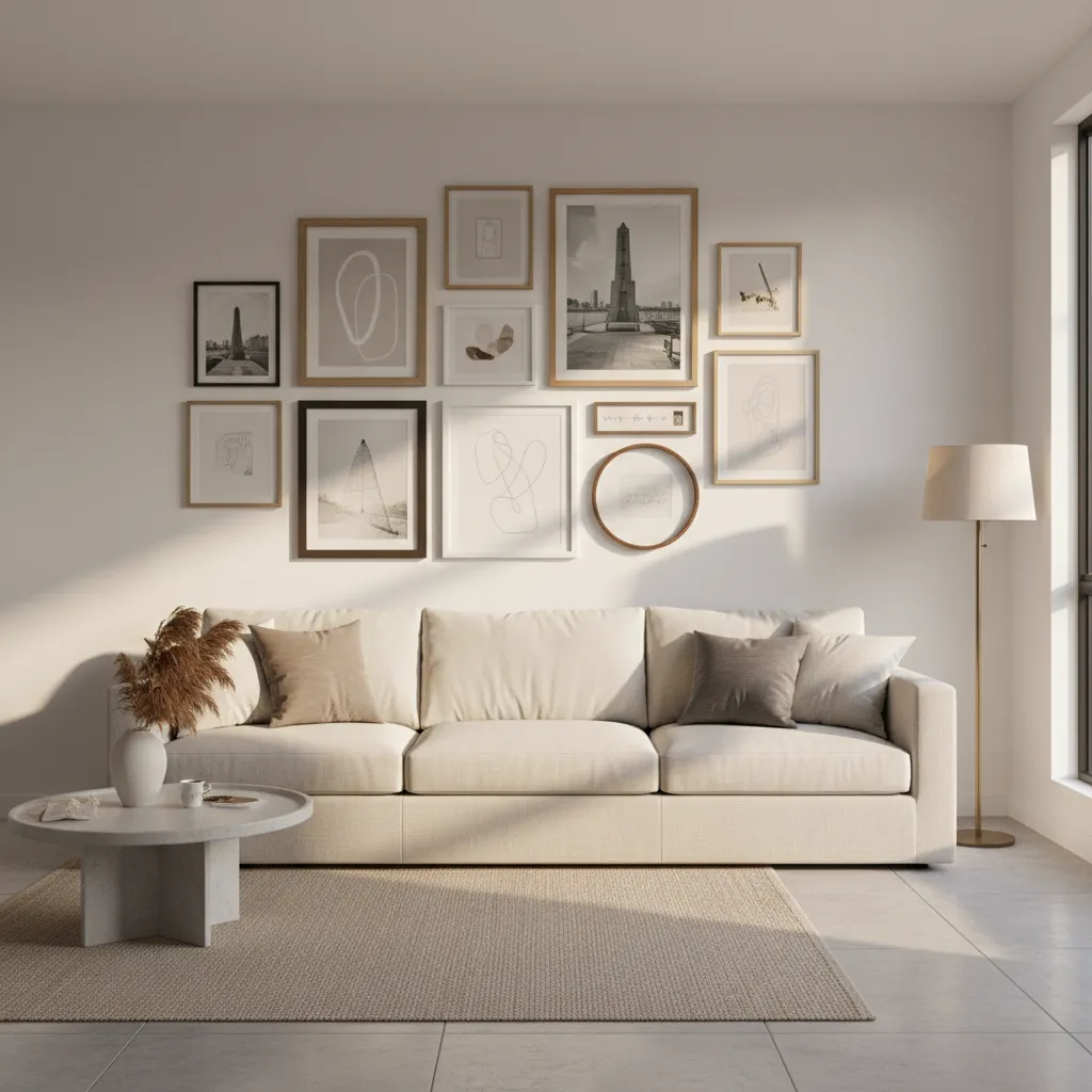 How Interior Designers Plan Gallery Walls with Mixed Frame Sizes