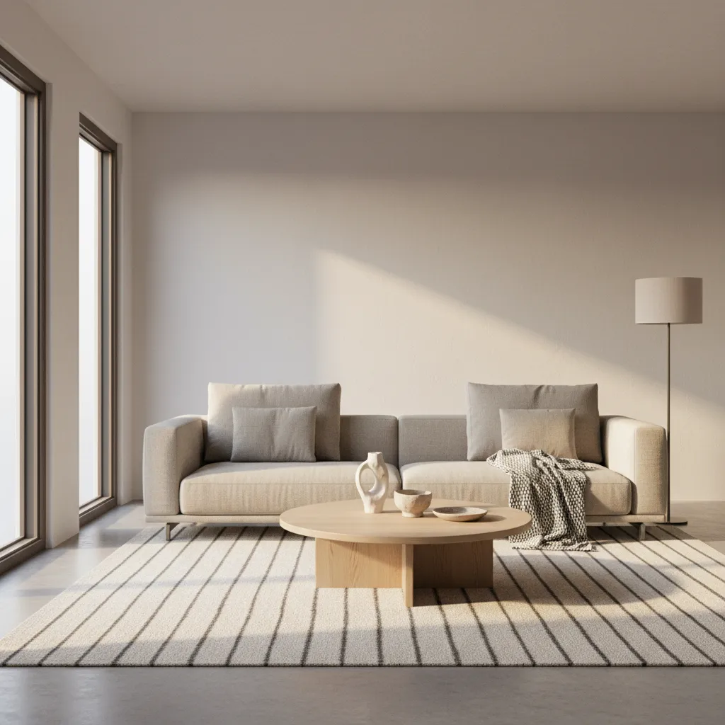 Modern living room with minimalist furniture mixed with handmade boutique decor accents