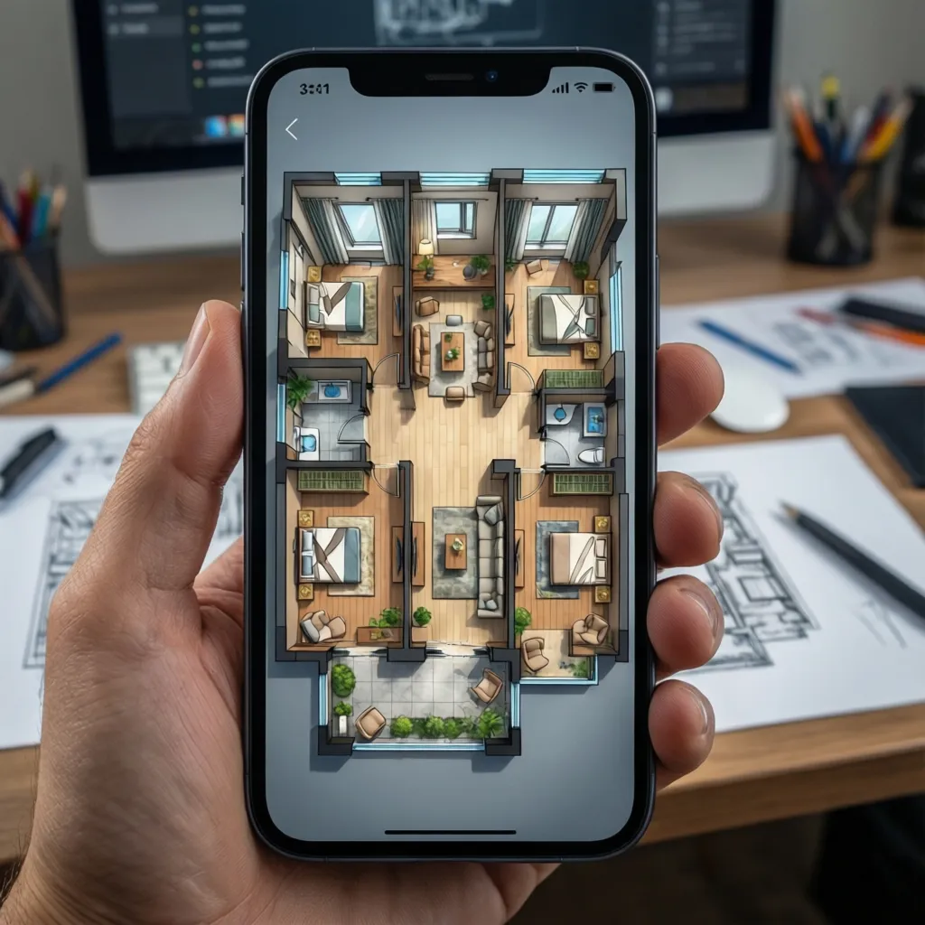 Plano digital de una vivienda creado desde una aplicación móvil
