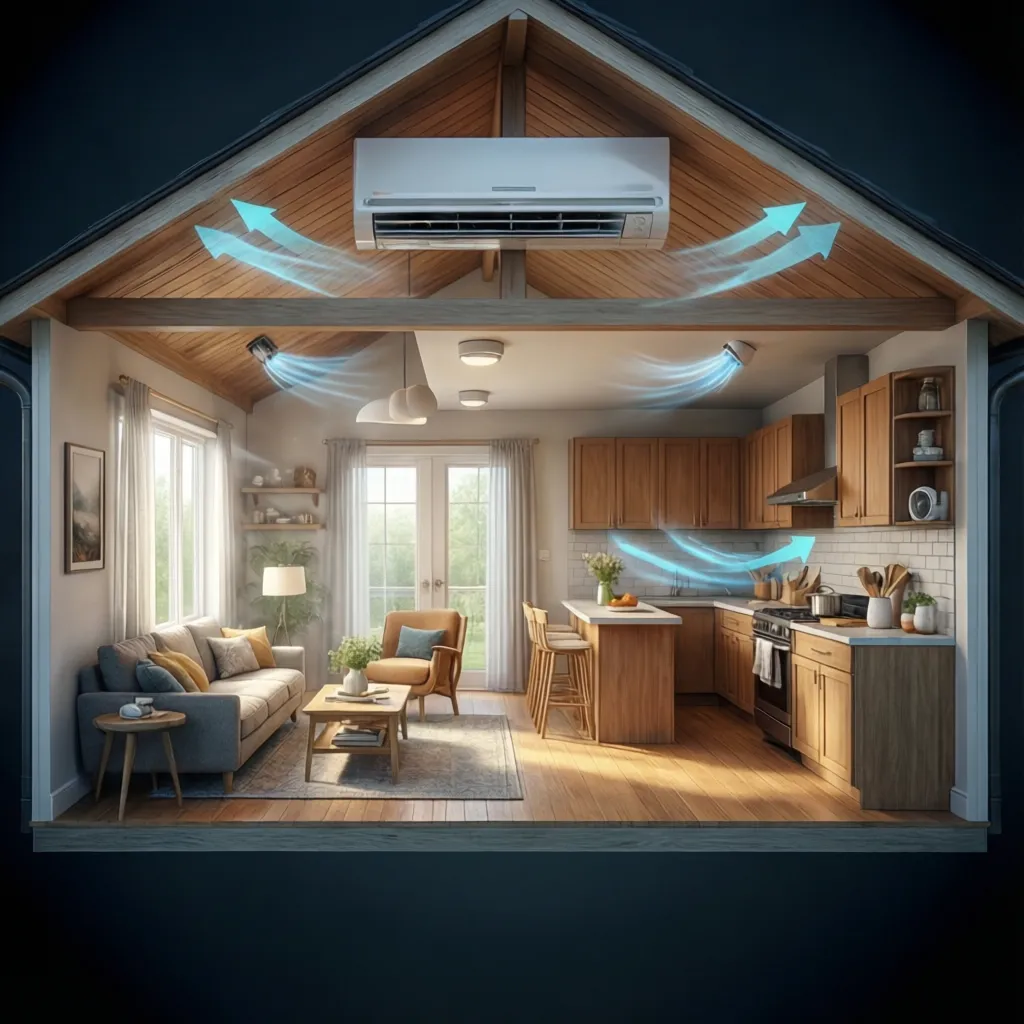 mobile home interior showing airflow and cooling circulation