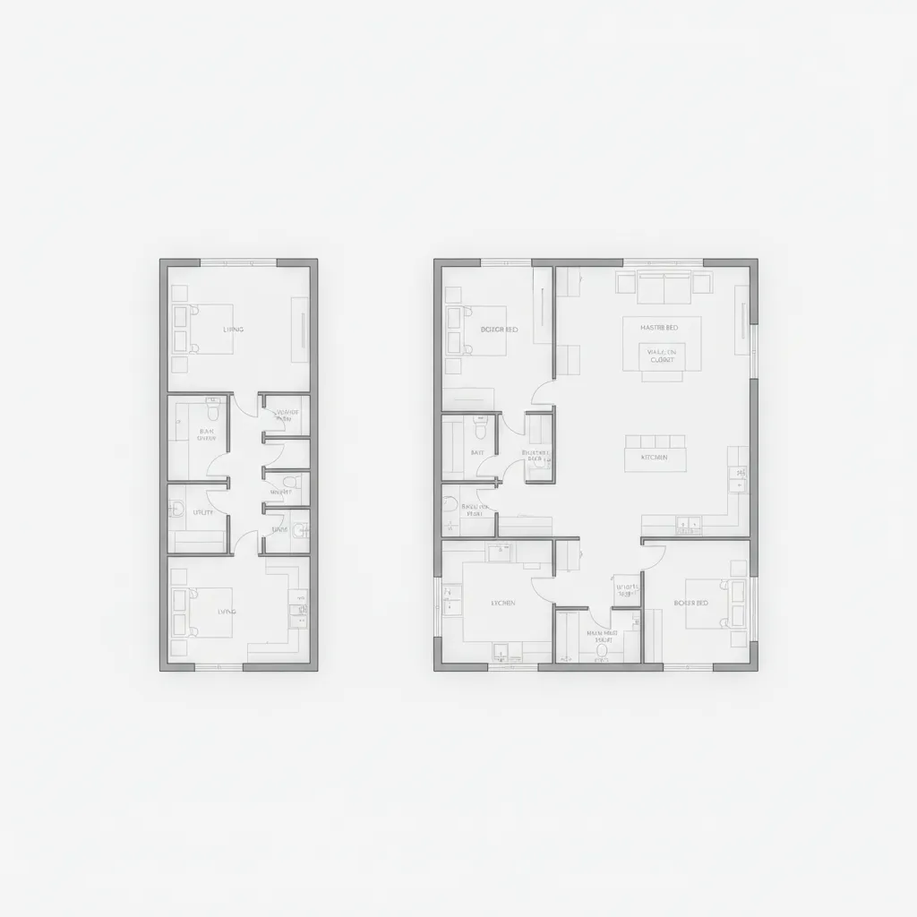 Visual comparison of single wide and double wide home sizes