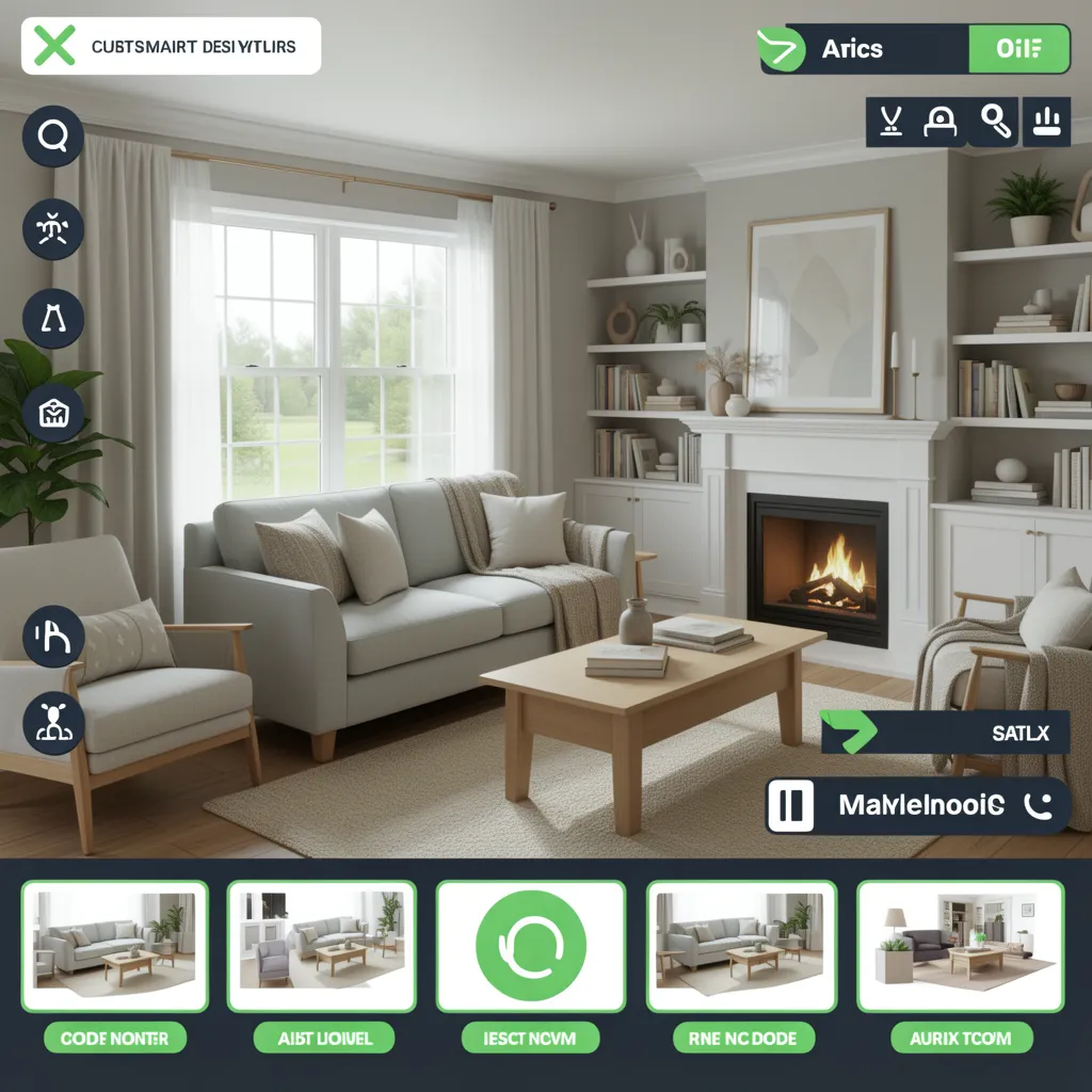 mobile home design game interface showing furniture choices and room decoration options