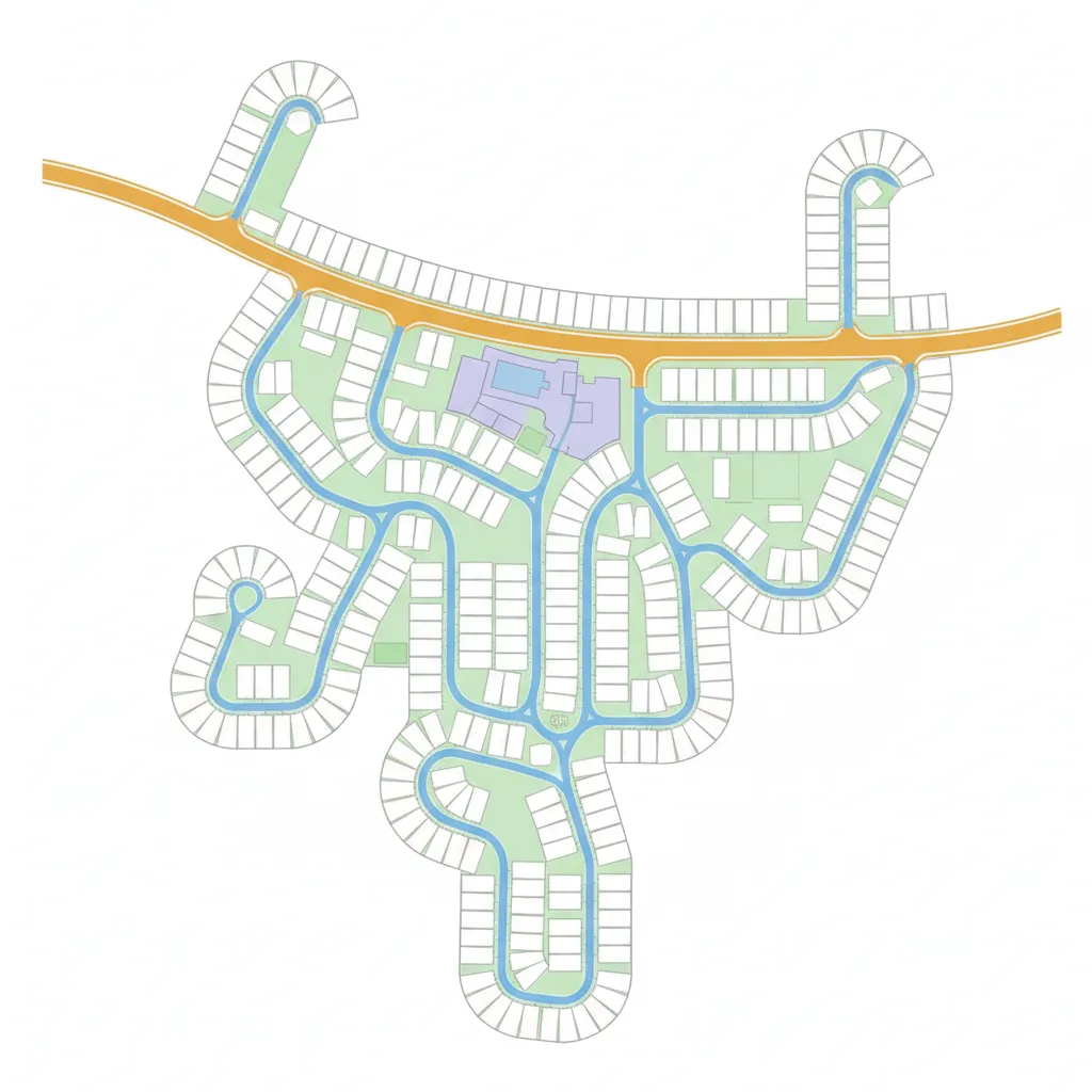 Diagram showing primary and secondary roads in a manufactured home community