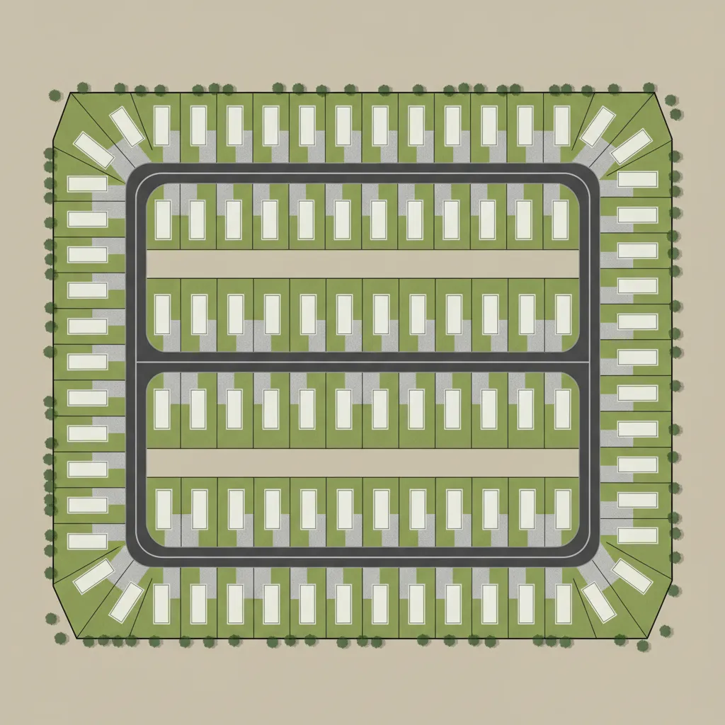 diagram style view showing standardized mobile home lots and spacing