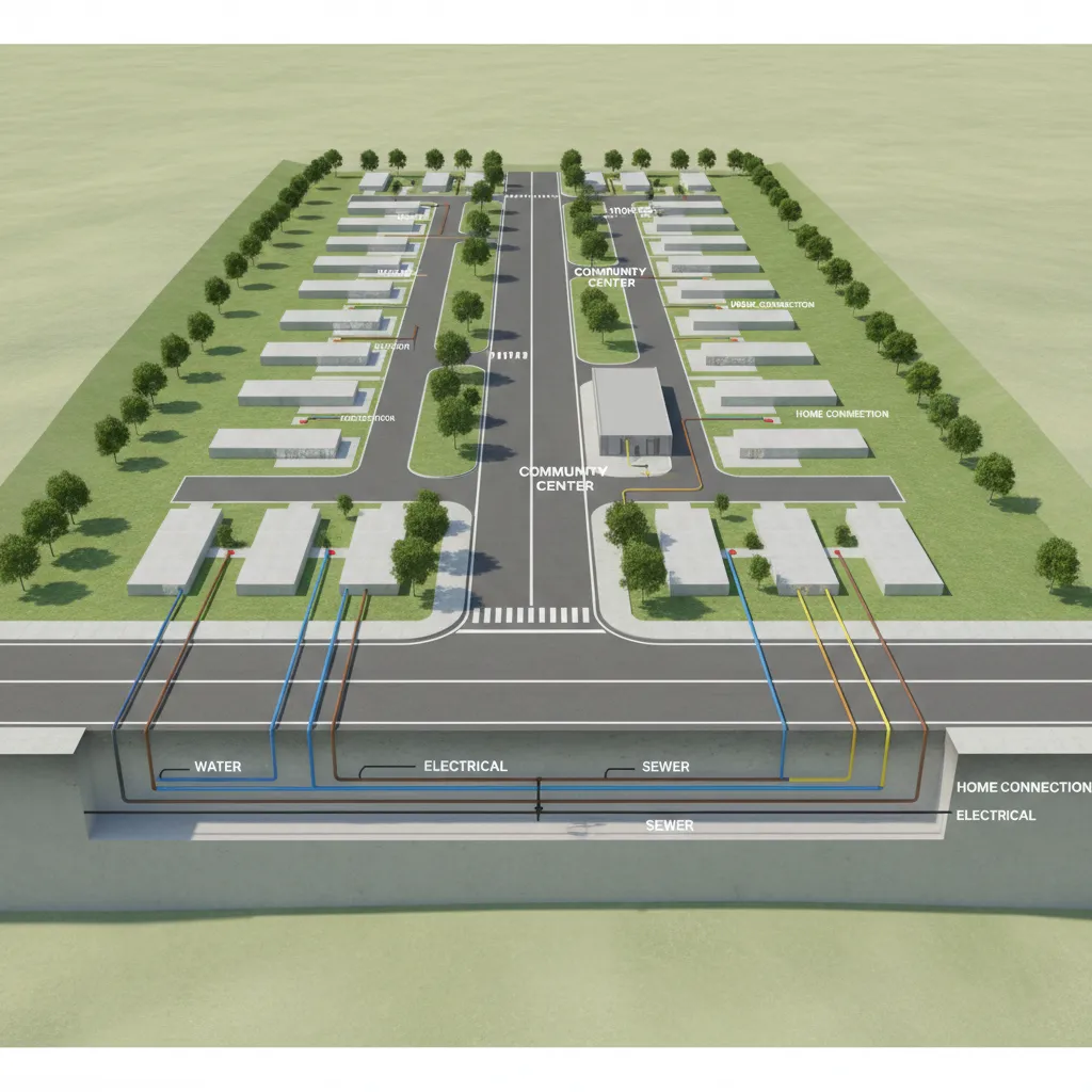 Underground utility planning diagram for mobile home park infrastructure