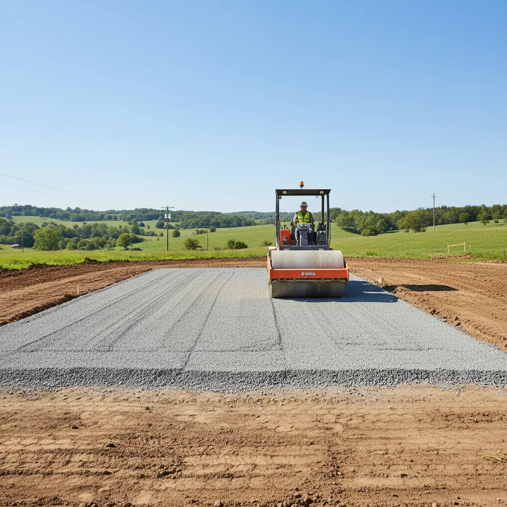 Land being prepared and graded for a mobile home installation site