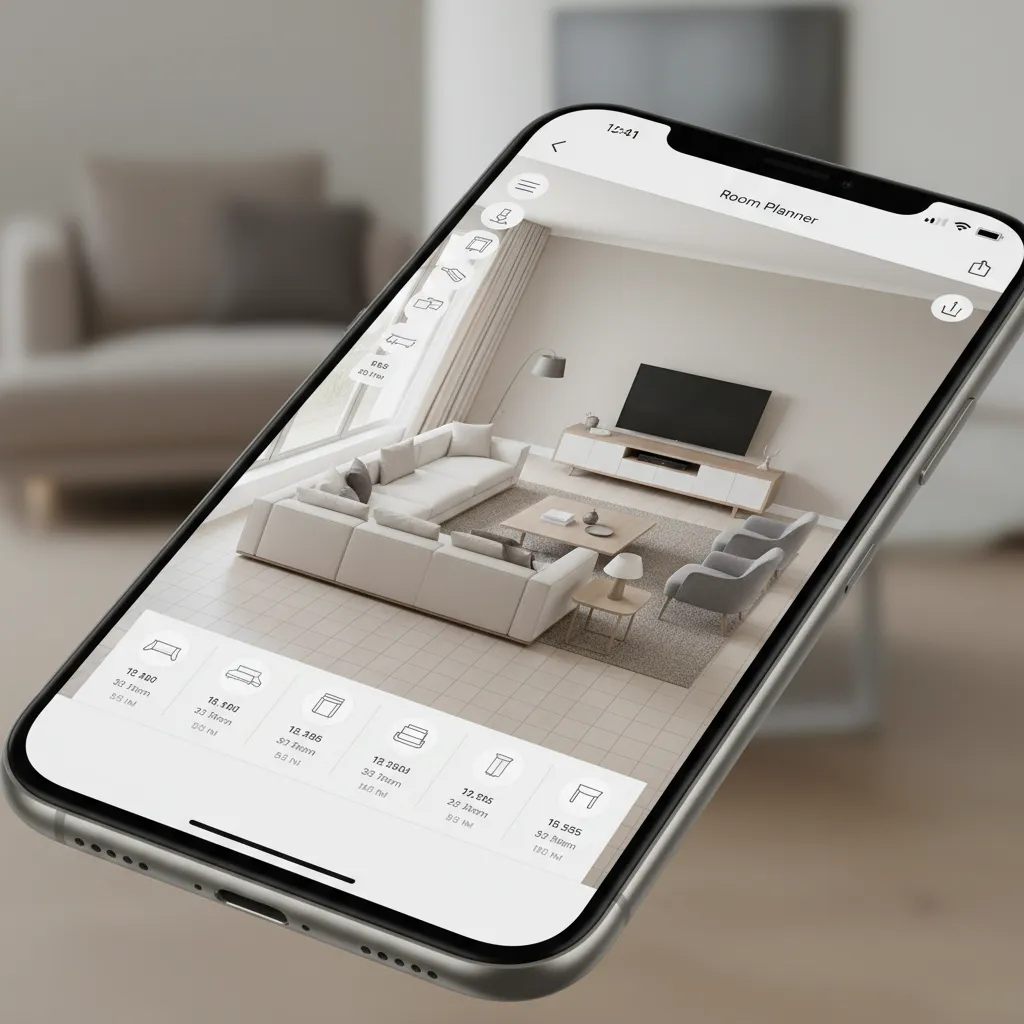 Diseño de distribución de muebles en una app de planificación de habitaciones