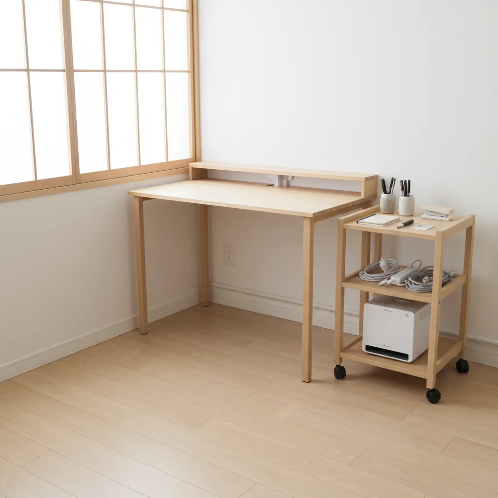 可動ワゴンで“撤収可能”に：一人暮らしの作業部屋運用（日本都市）