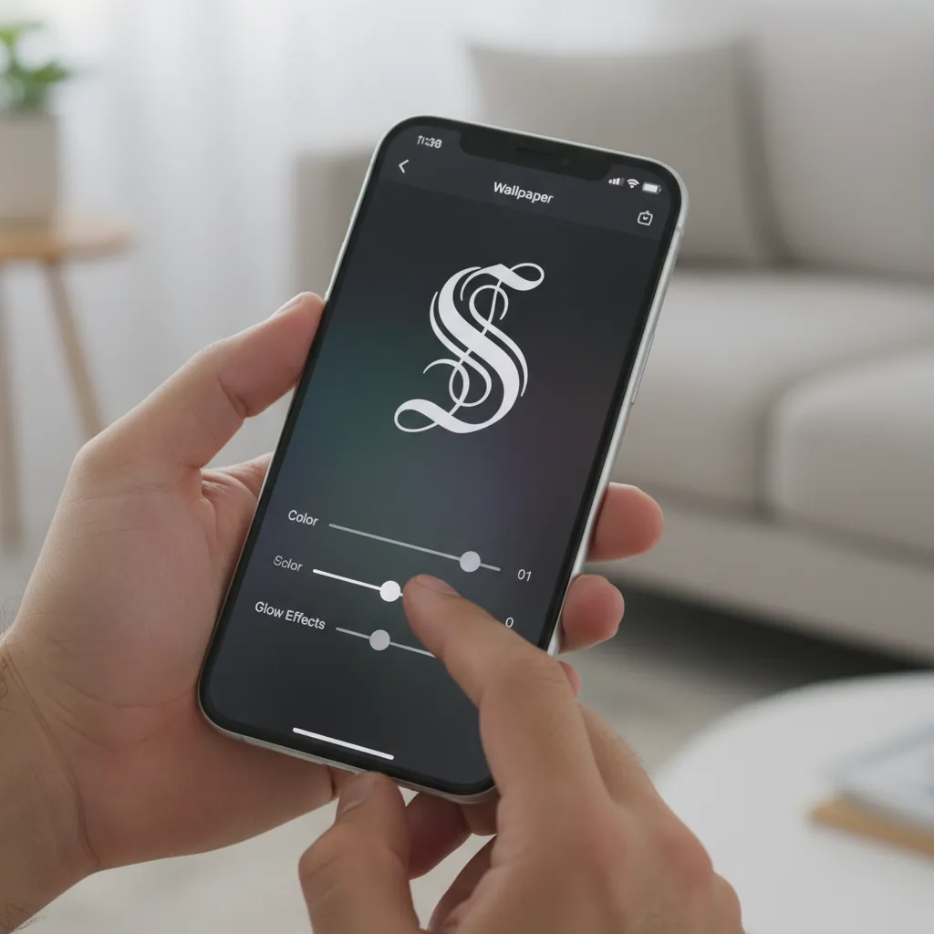 editing letter wallpaper using a mobile design app