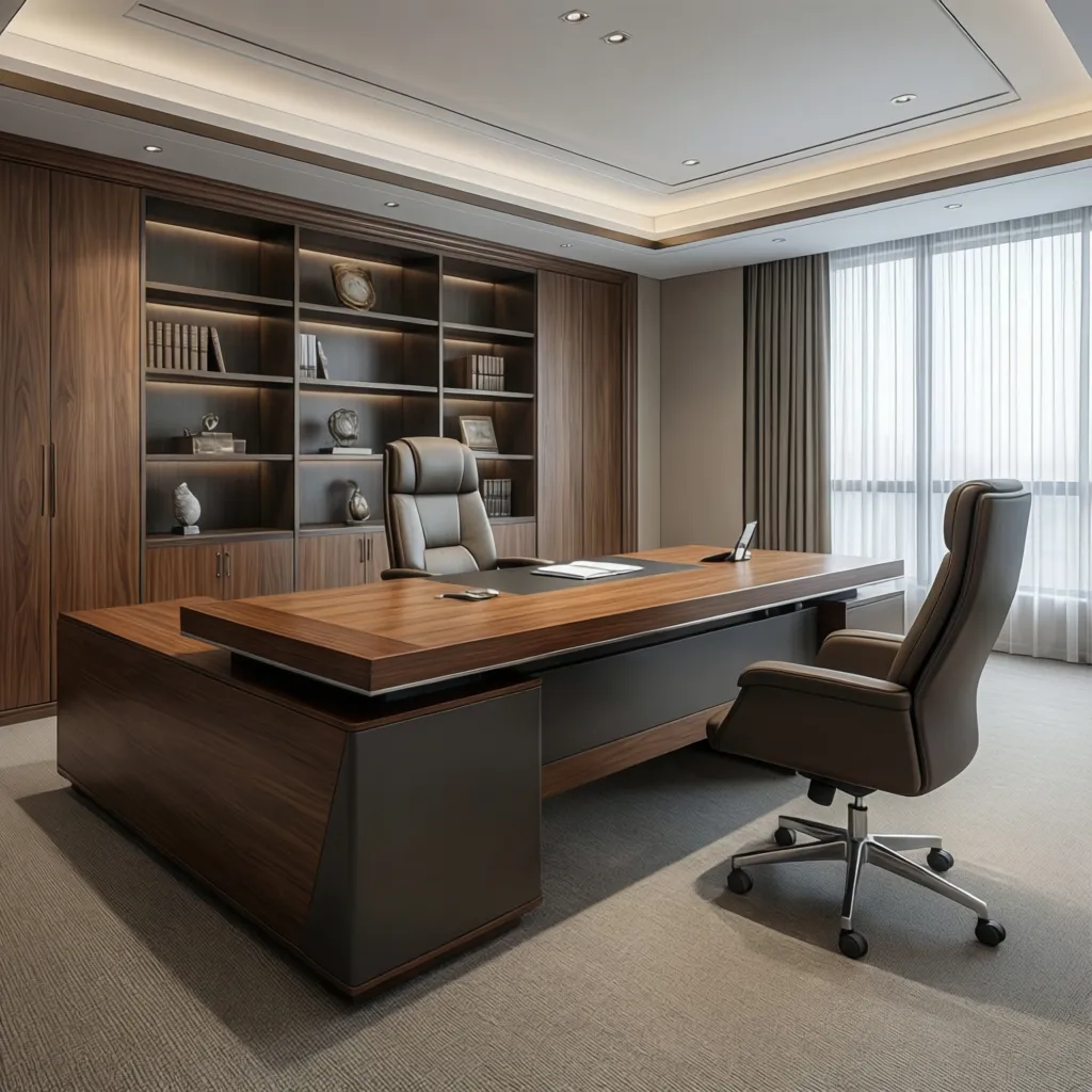 Mobiliario elegante en un despacho ejecutivo moderno