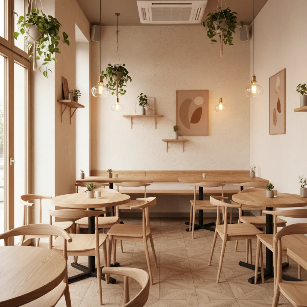 Mobiliario ligero y funcional en restaurante pequeño