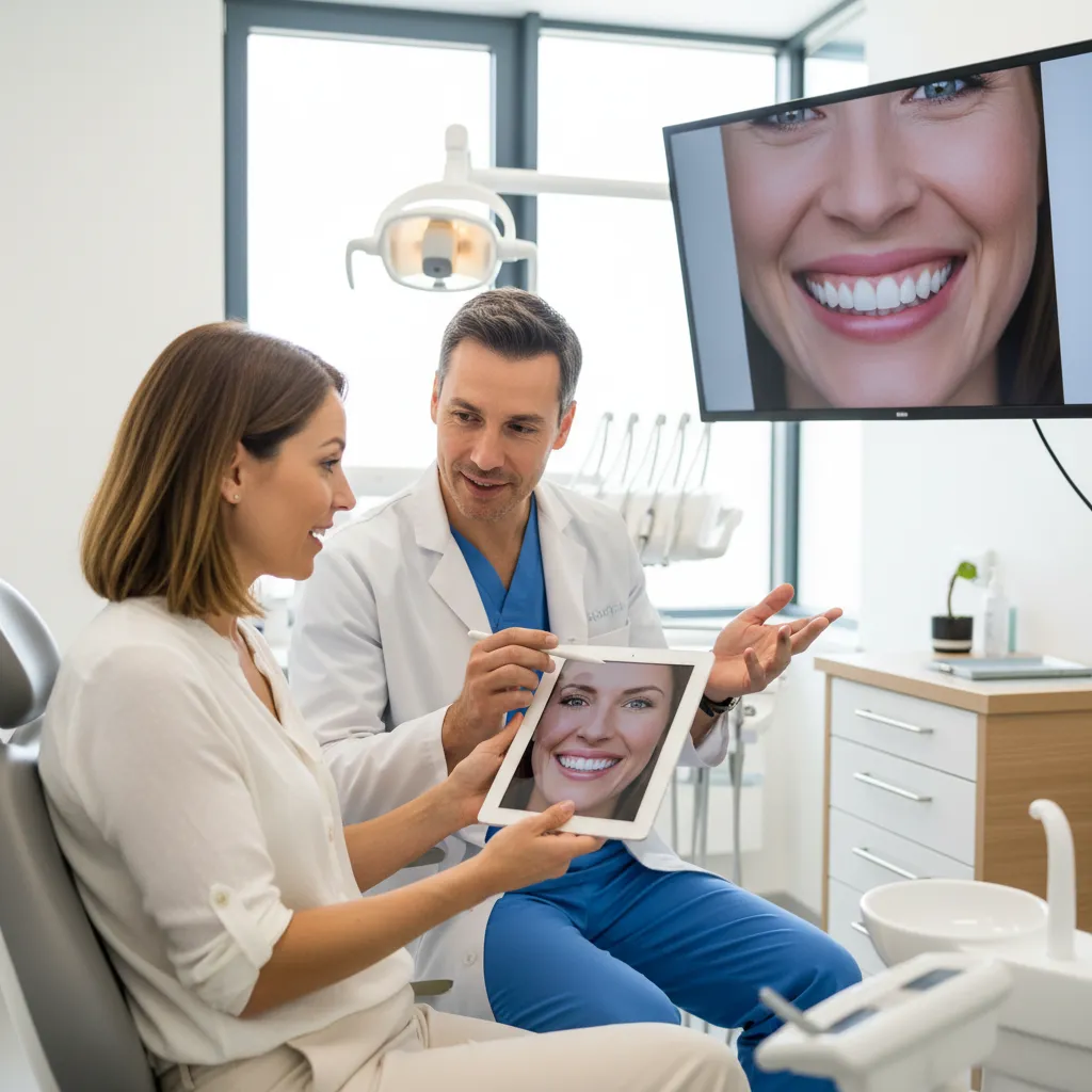 Paciente viendo una simulación de su nueva sonrisa