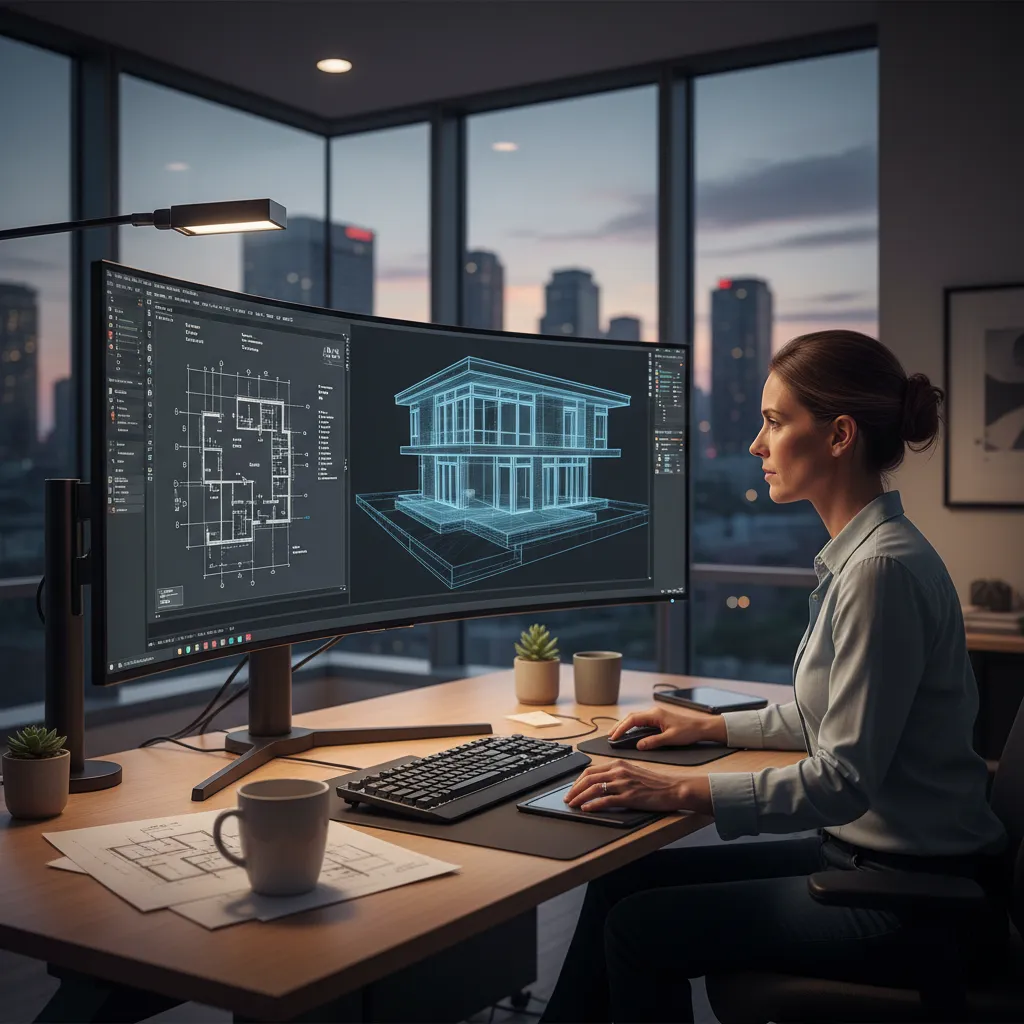 interfaz de software mostrando el modelado 3D de una vivienda