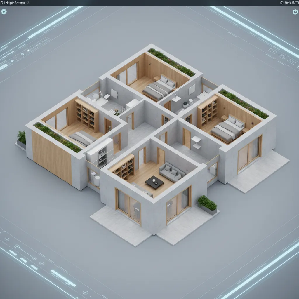 Modelo 3D de plano de casa prefabricada
