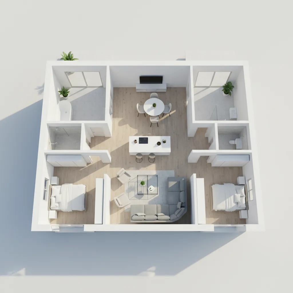Modelo 3D de planificación de una casa sencilla