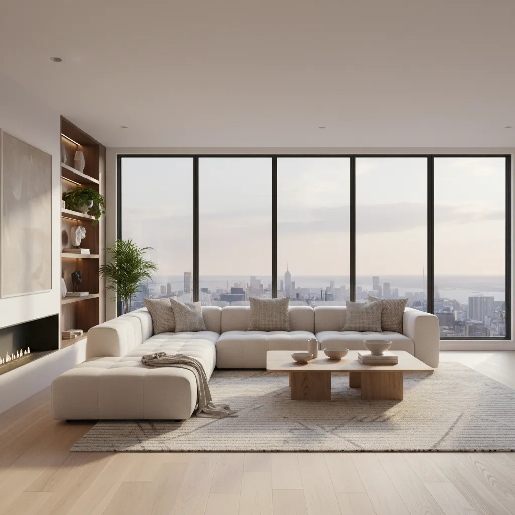 Modelo 3D de un salón moderno utilizado para planificación de interiores