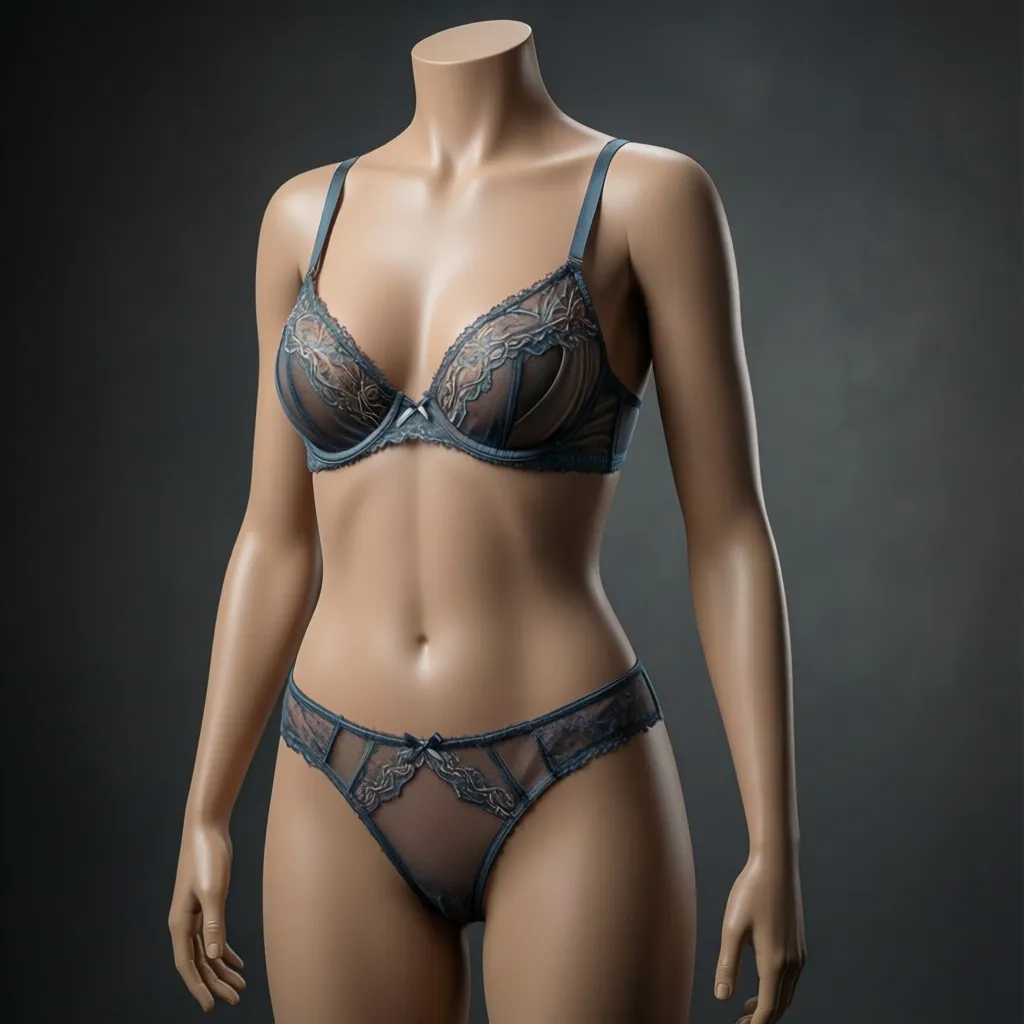 Modelo 3D con conjunto de lencería diseñado digitalmente