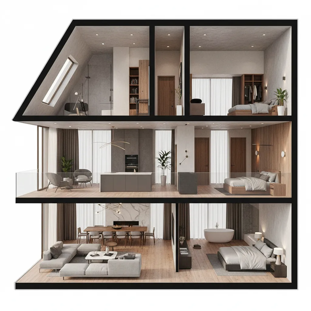 Modelo de casa en 3D generado a partir de un plano digital