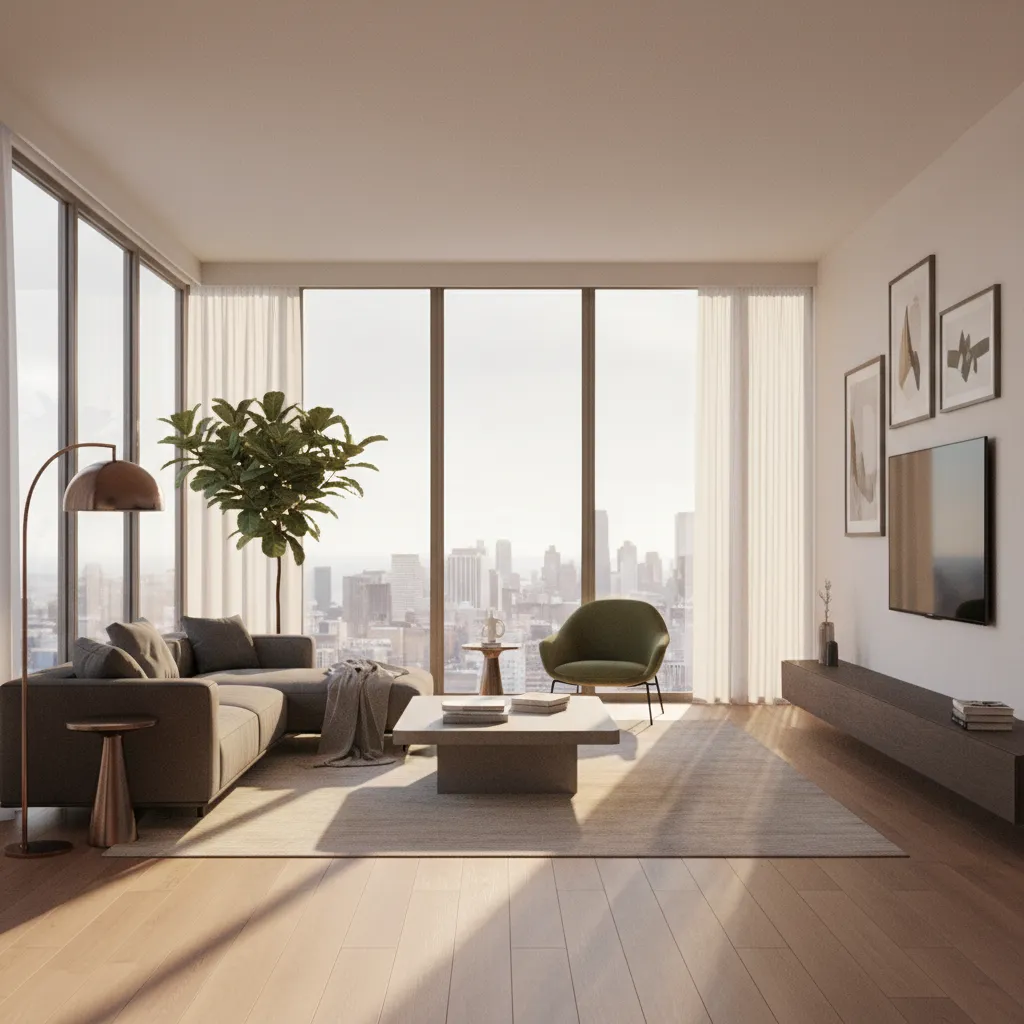 render interior realista de un apartamento moderno en 3D