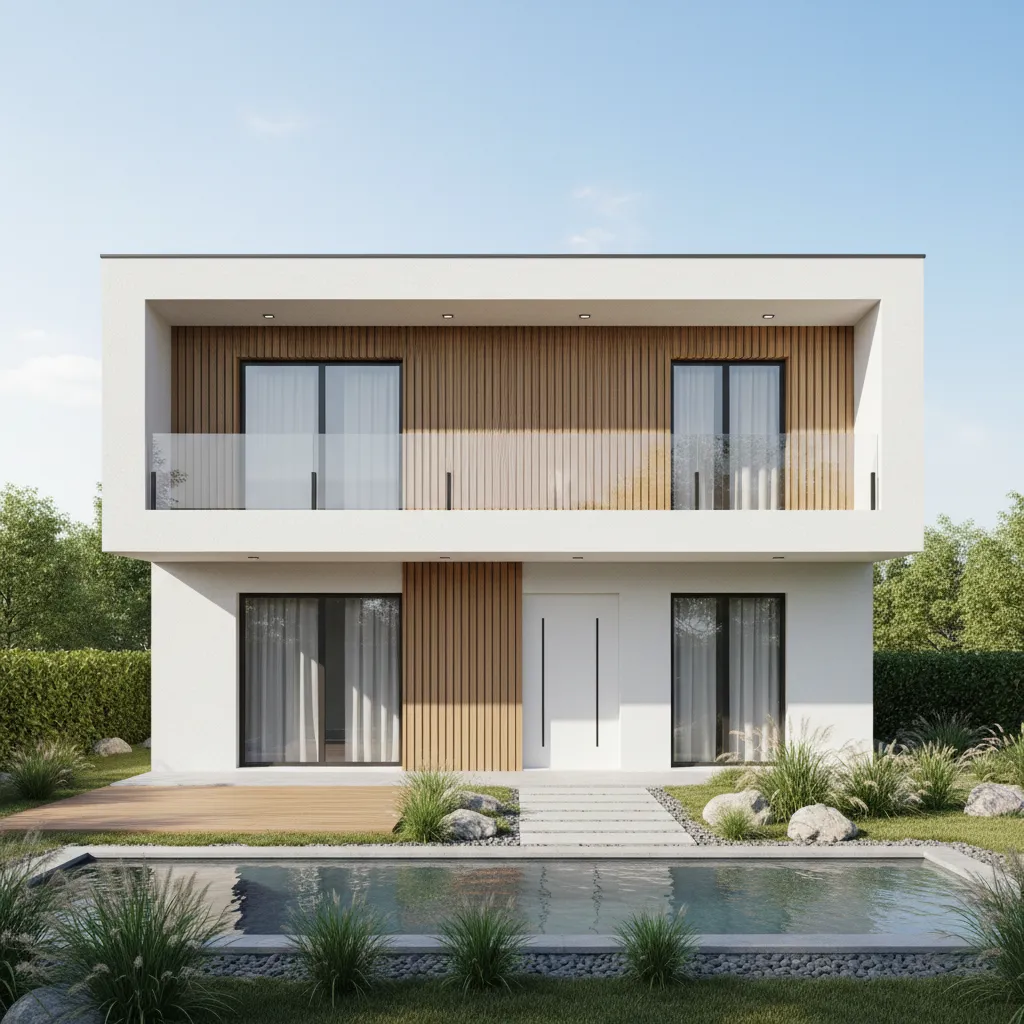 ngoại thất biệt thự 2 tầng 100m2 phong cách hiện đại