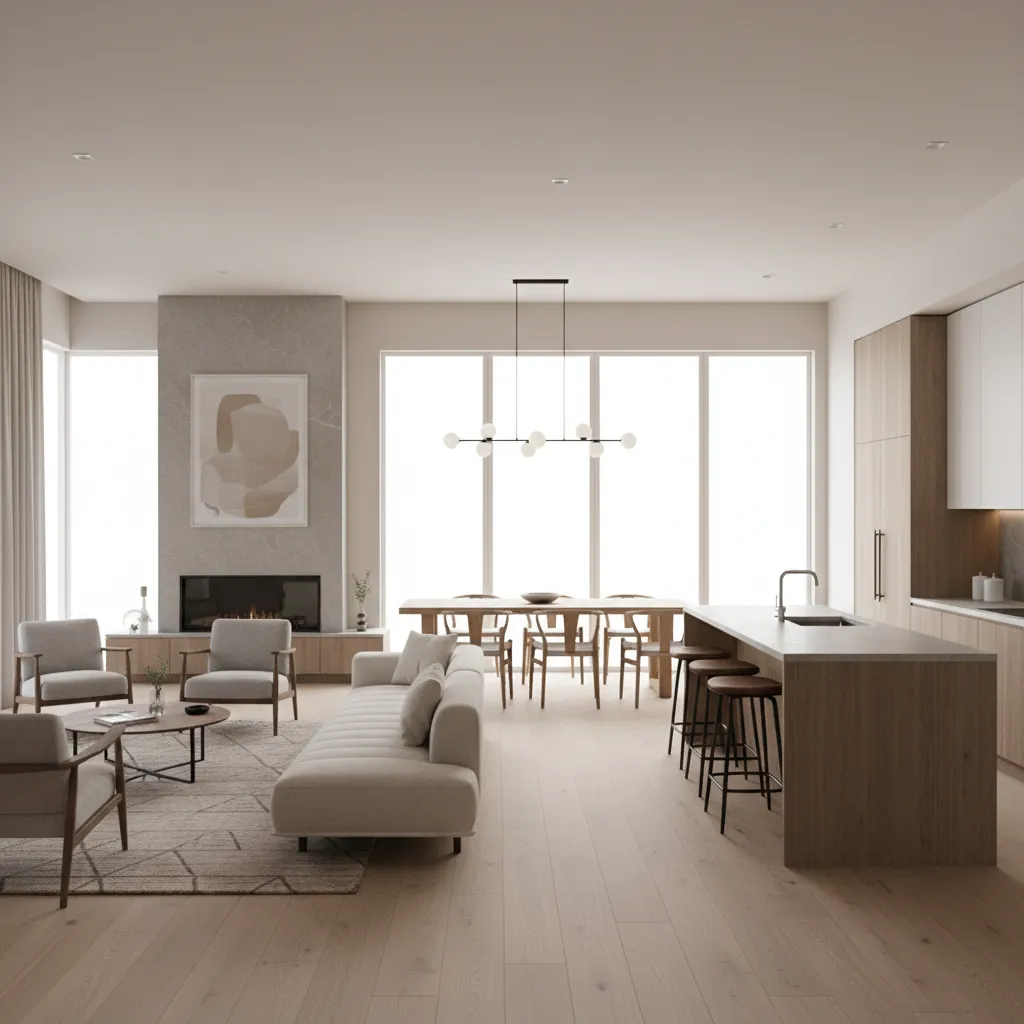 open living dining kitchen layout typical for a 1600 sq ft house