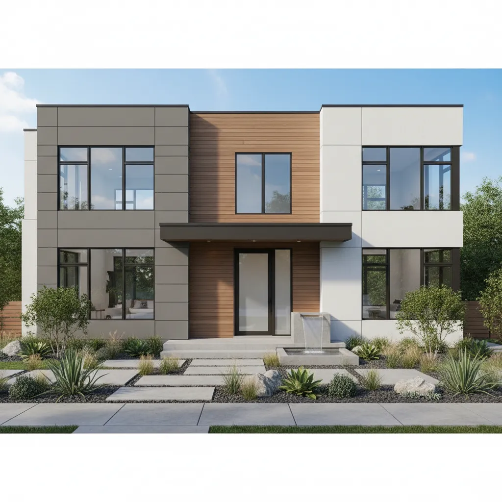 Modern 1600 sq ft house exterior with clean architecture and balanced proportions