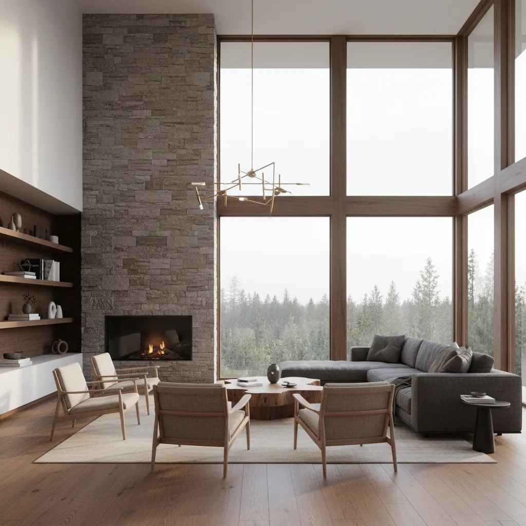 Render moderno de interior con iluminación realista