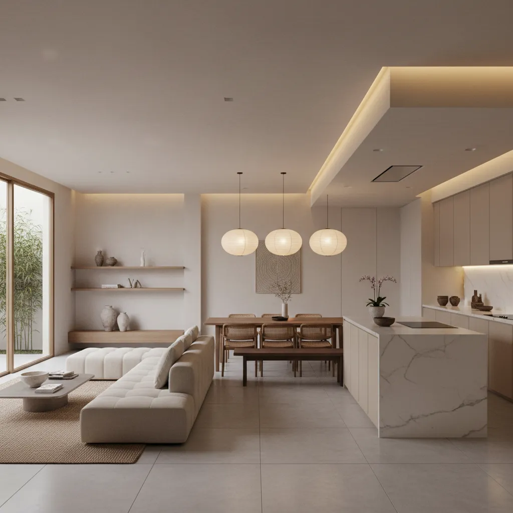 Tổng thể không gian nội thất nhà phố 5x20 hiện đại