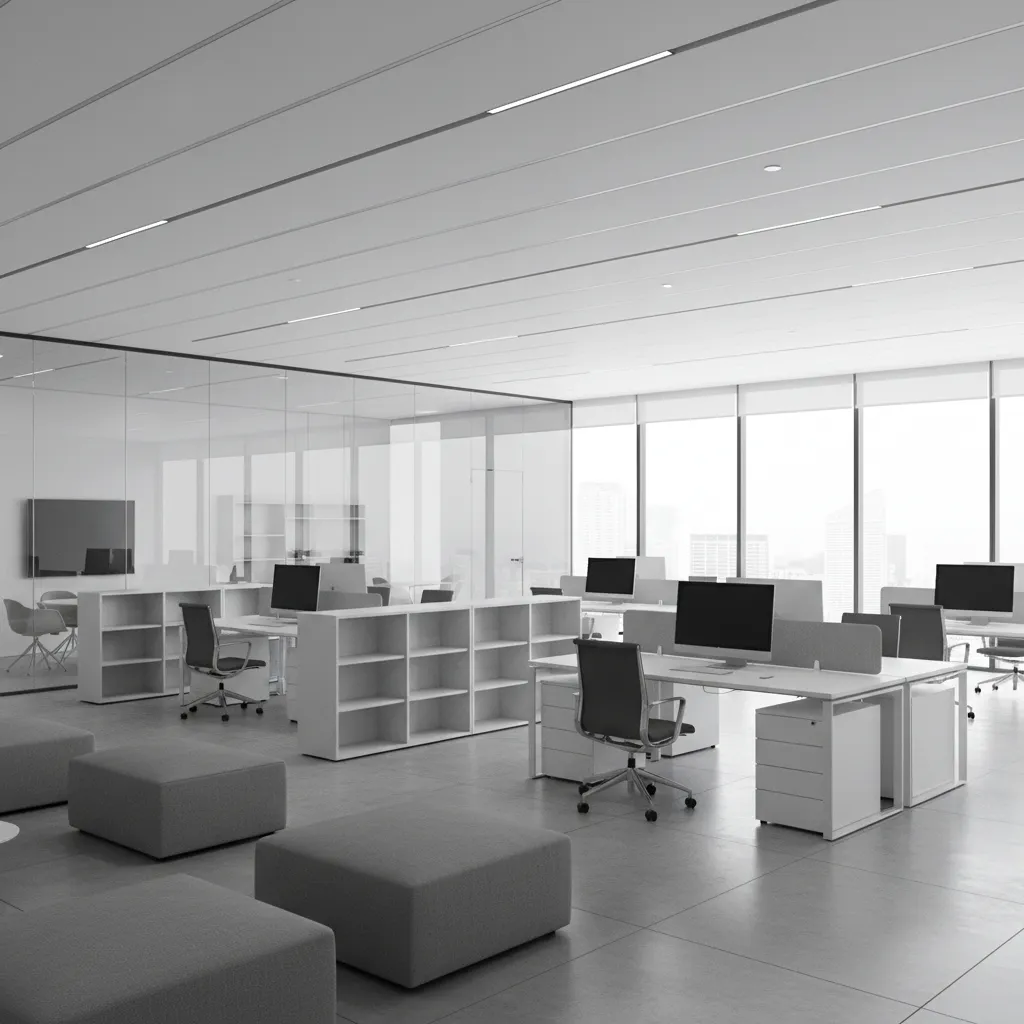 modern accountant office with minimalist desks and open layout