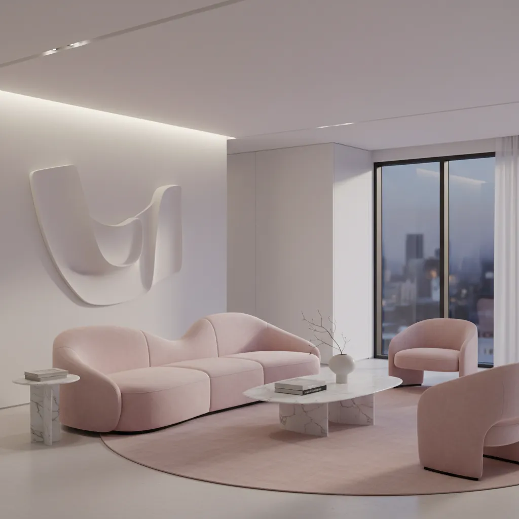 Apartamento moderno con mobiliario escultórico y líneas curvas
