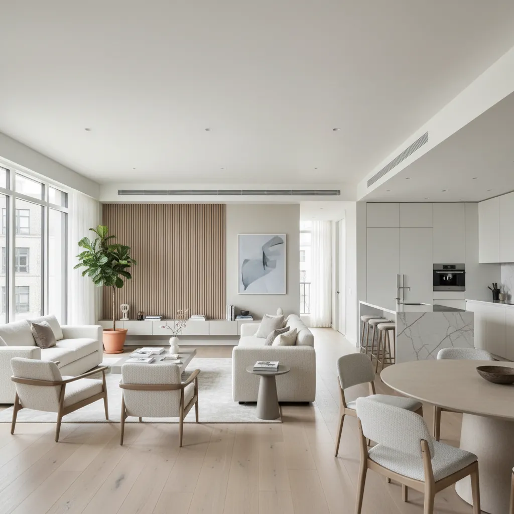 Apartamento moderno bien diseñado con iluminación natural y distribución funcional