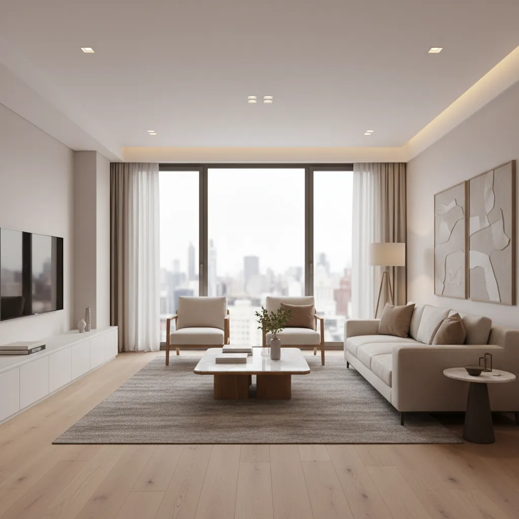 Salón moderno diseñado por un interiorista con estilo contemporáneo