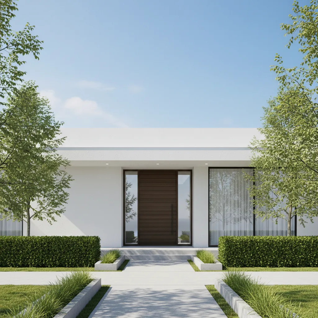 modern house with off center front door and minimalist porch design