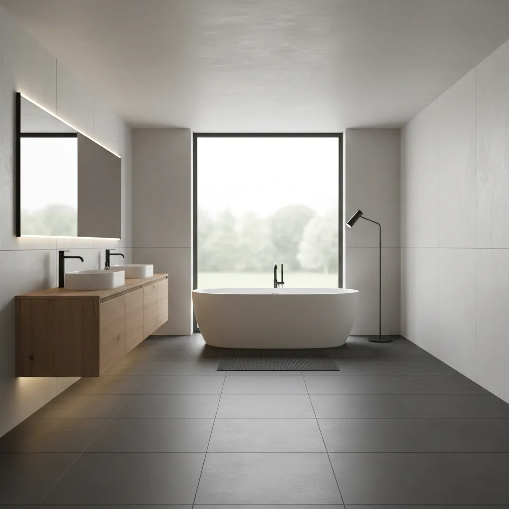 Bathroom Design Trends Using Dark Flooring in Modern Homes