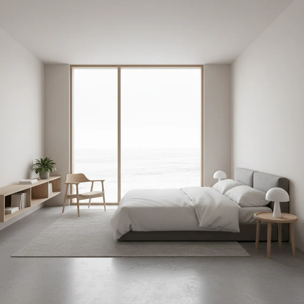 modern bedroom layout in a compact two story house