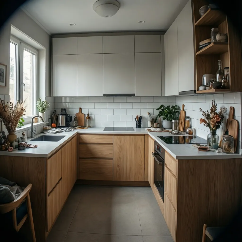 Modern affordable kitchen renovation with simple cabinets and new backsplash