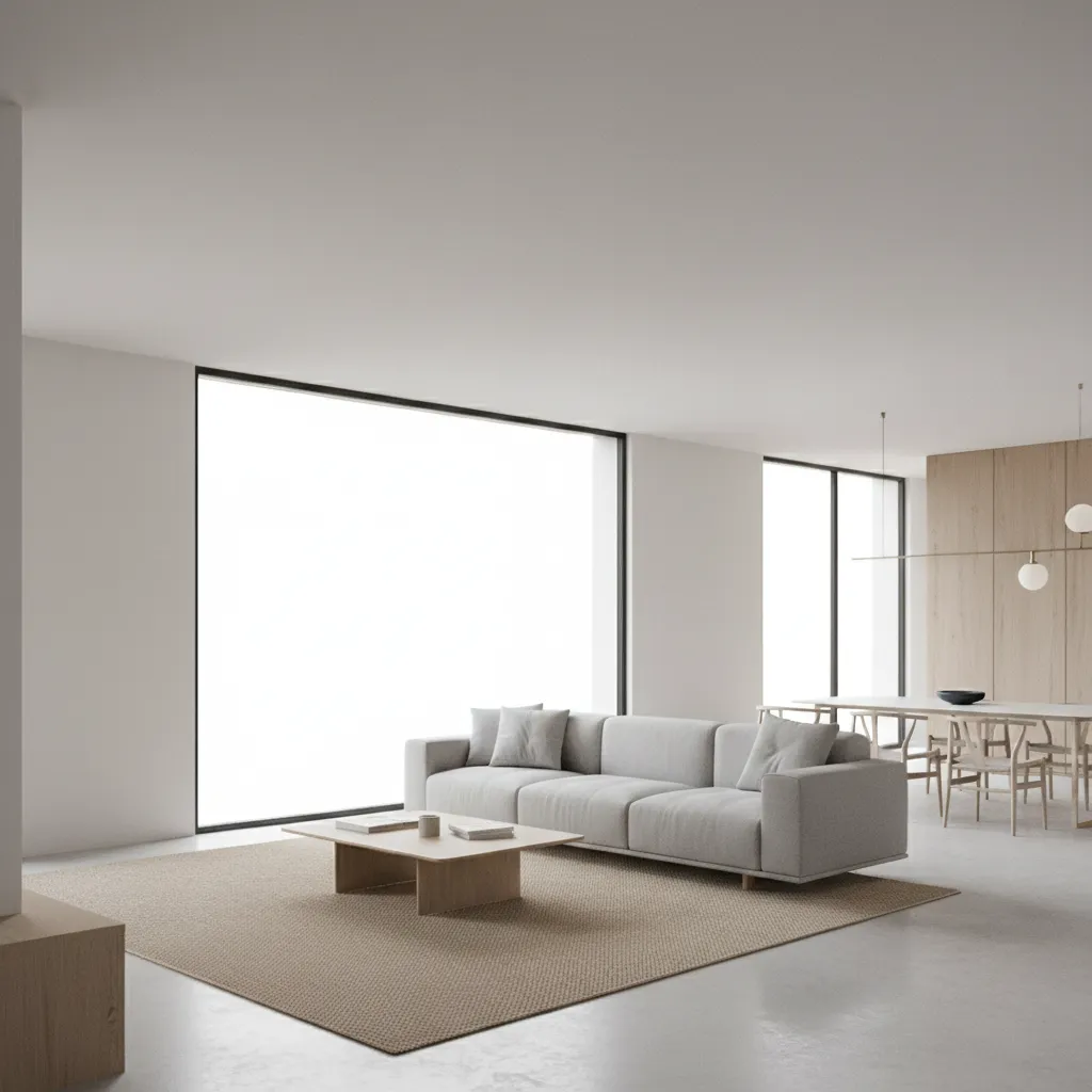 Modern casa decor living room with minimal furniture and open layout