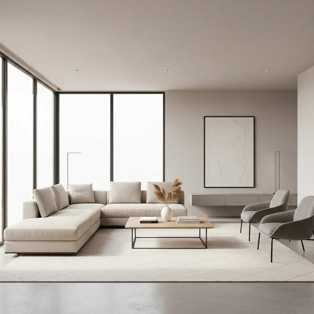 Contemporary living room with a modern sectional sofa featuring chaise lounge seating