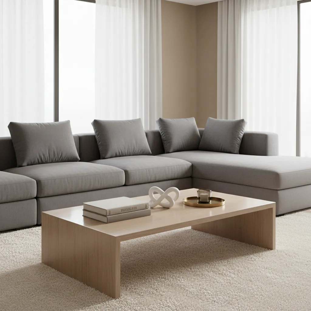 modern coffee table styled with small abstract sculpture and books