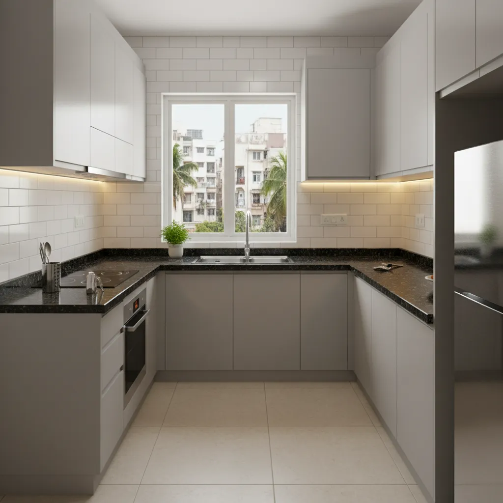 Small modular kitchen in a Mumbai 1 BHK apartment