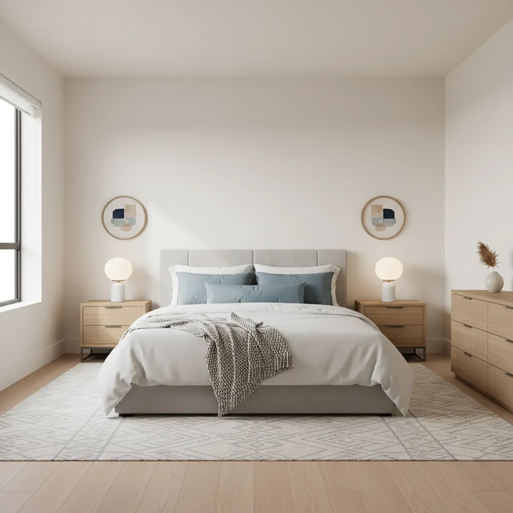 Modern shared bedroom layout designed for couples