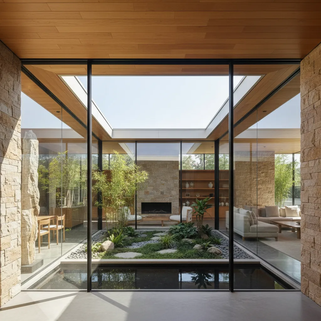 Casa moderna de una planta con patio interior