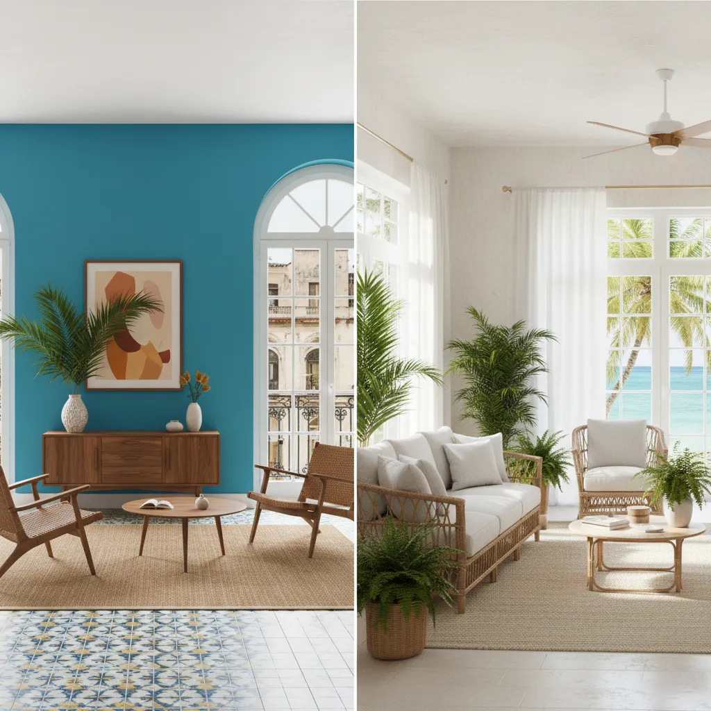Modern Cuban Interior Design vs Caribbean Tropical Style Key Differences and Similarities
