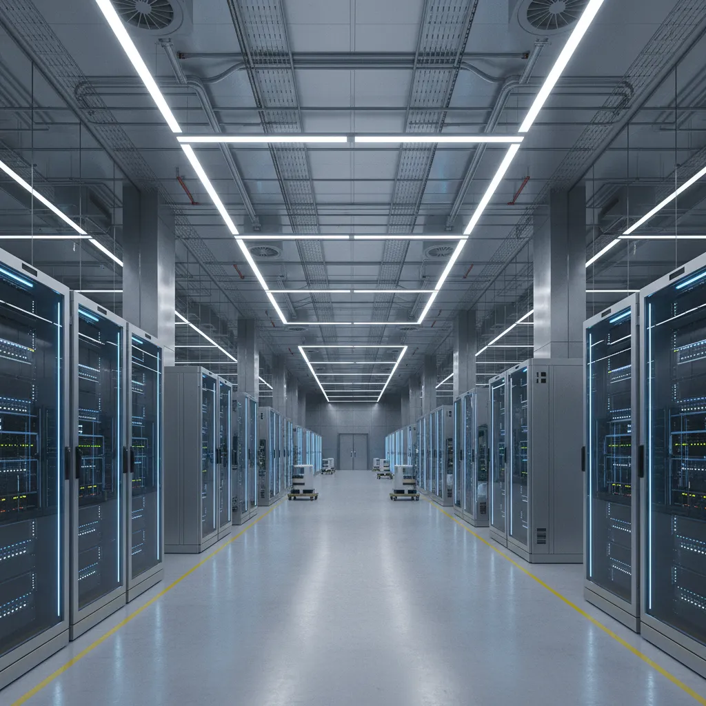 Interior of a modern data center facility representing emerging architecture industry