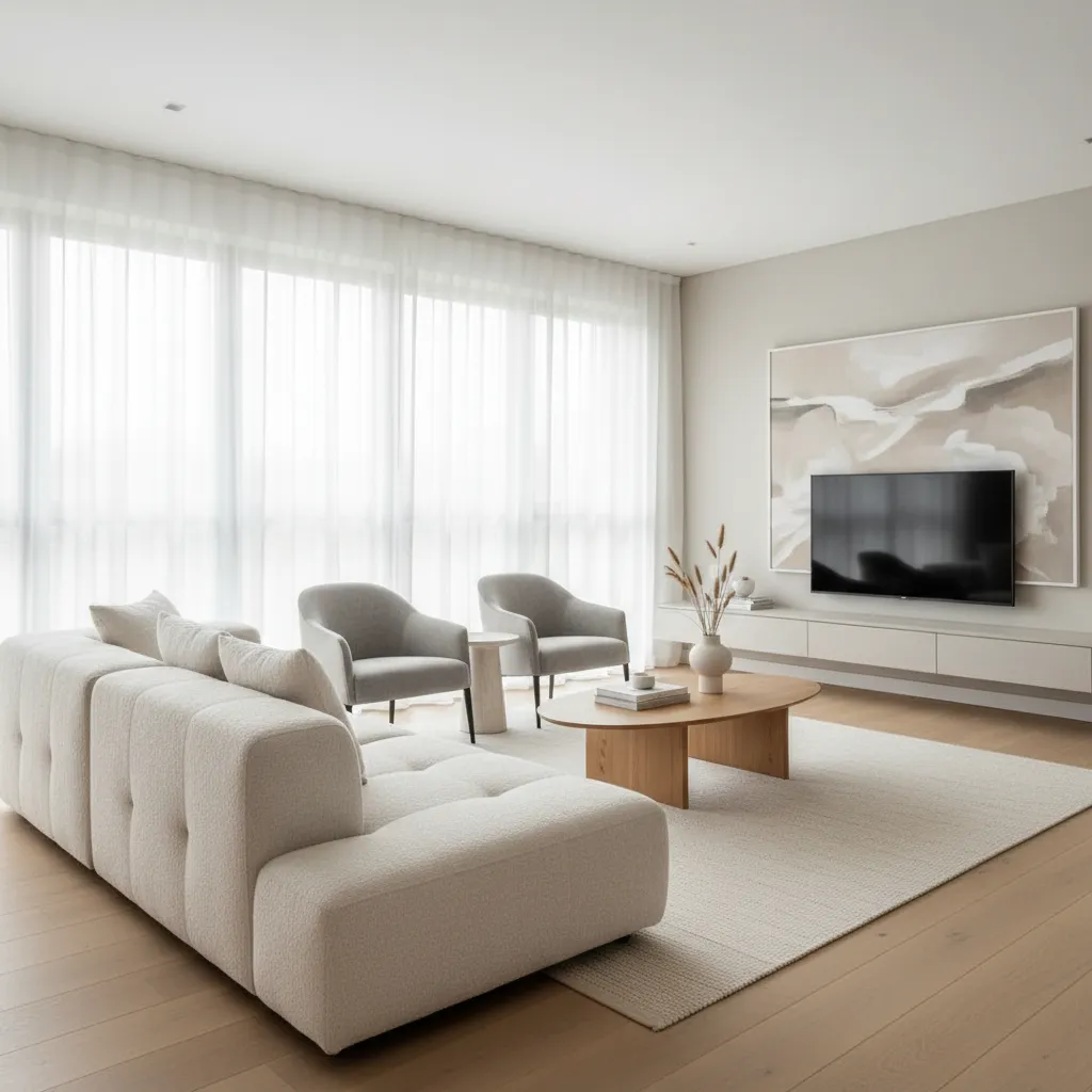 Salón moderno completamente decorado con estilo contemporáneo